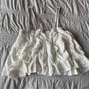 SHEIN White Ruffle Tiered Spaghetti Strap Tank Top